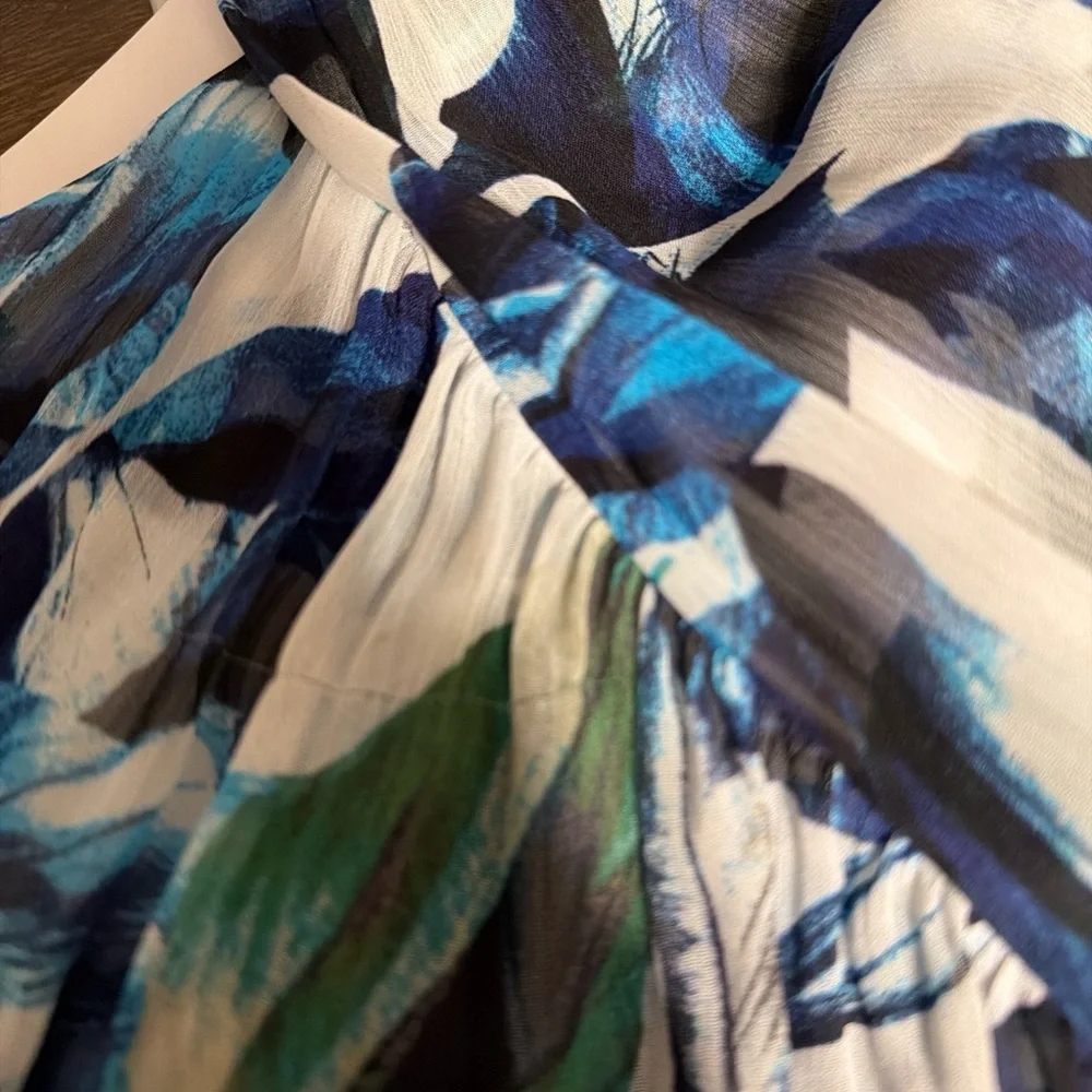Coquette Boho Cottage core Nature White House Black Market blue & green Halter - Picture 6 of 6
